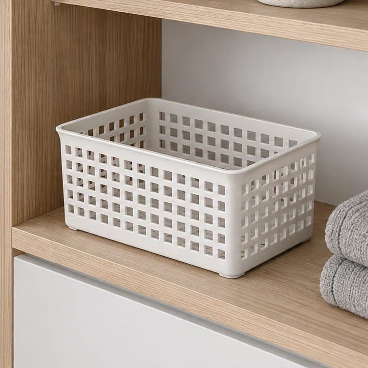 Grid Mini Basket, Mist white — home setting