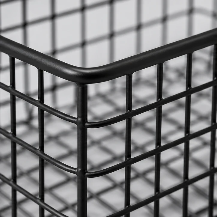 Mesh Utility Basket, Black — material and construction detail