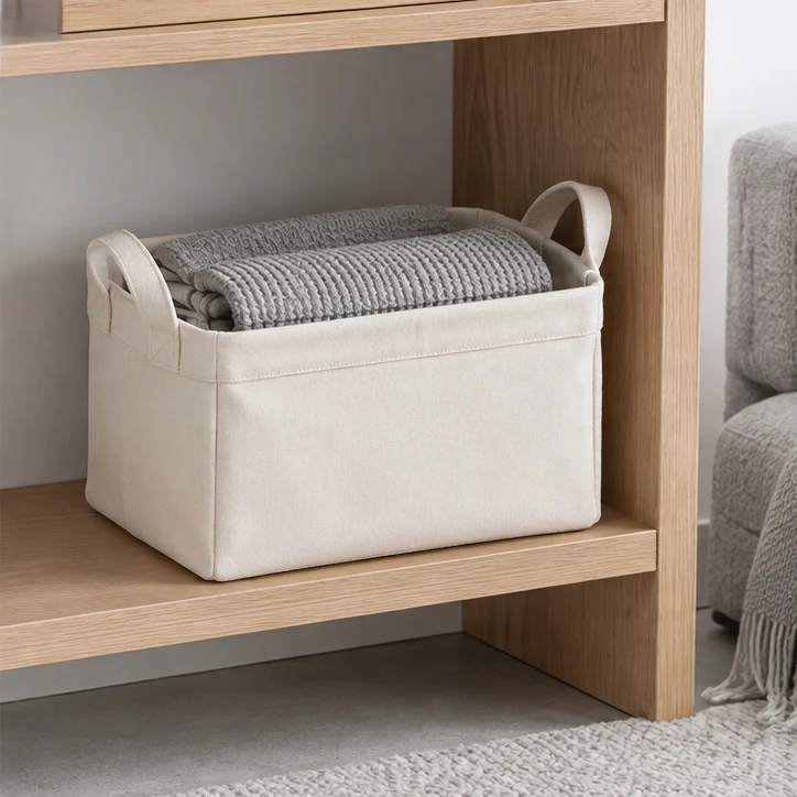 Shelf Soft Basket, Ivory — home setting