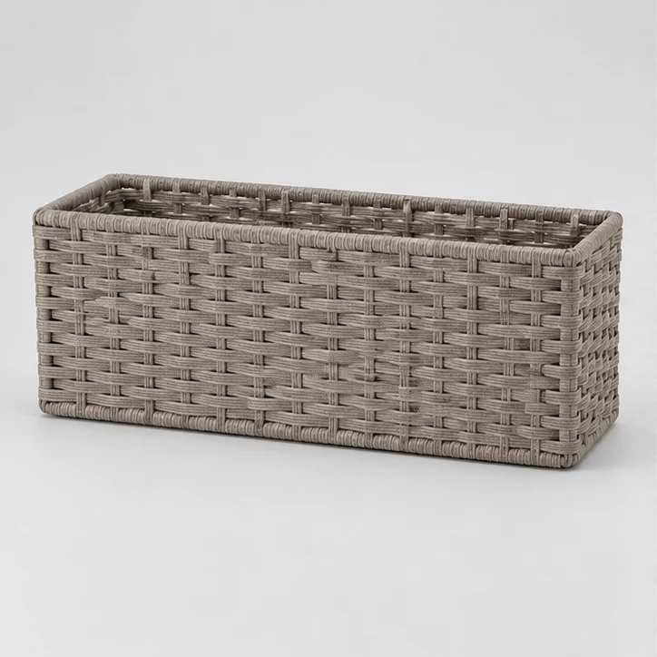 Narrow Shelf Basket, Stone gray — full product view
