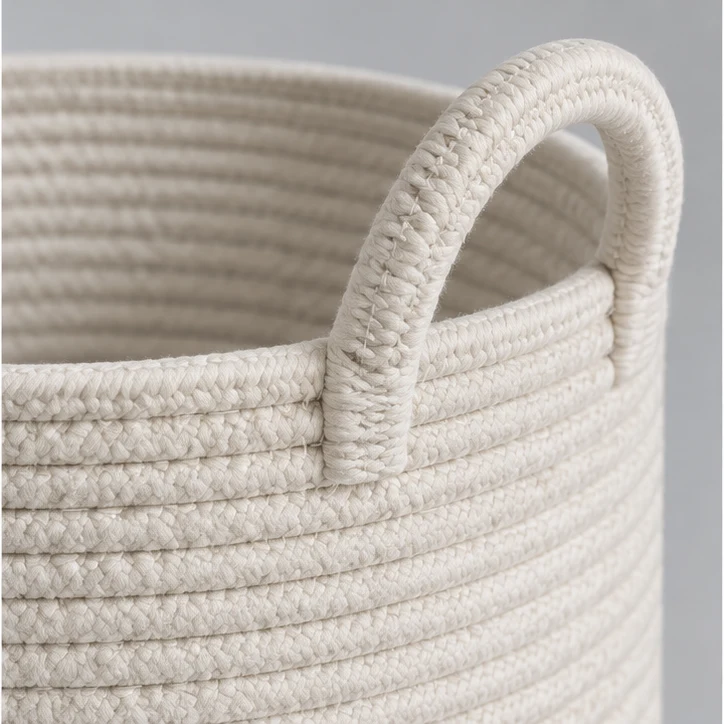 Rope Living Basket, Natural — material and construction detail