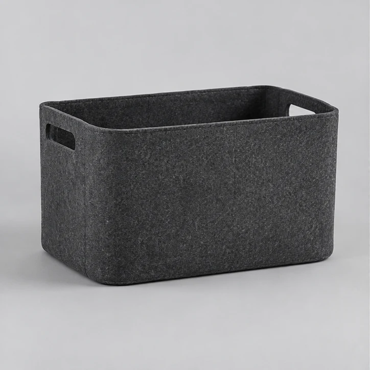 Felt Carry Basket, Charcoal — full product view