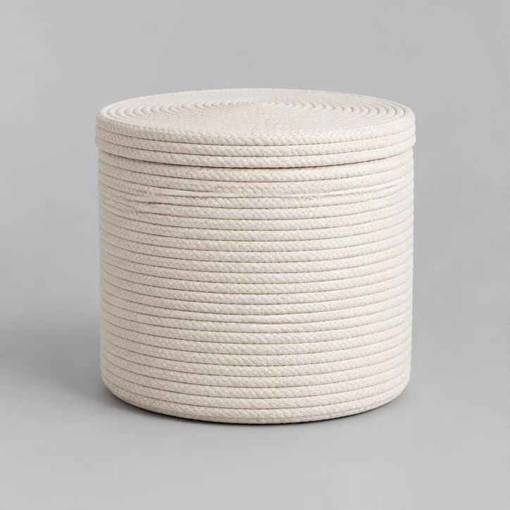 Lidded Rope Basket, Natural — full product view