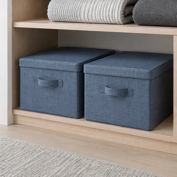 Structured Lid Duo, Steel blue — home setting
